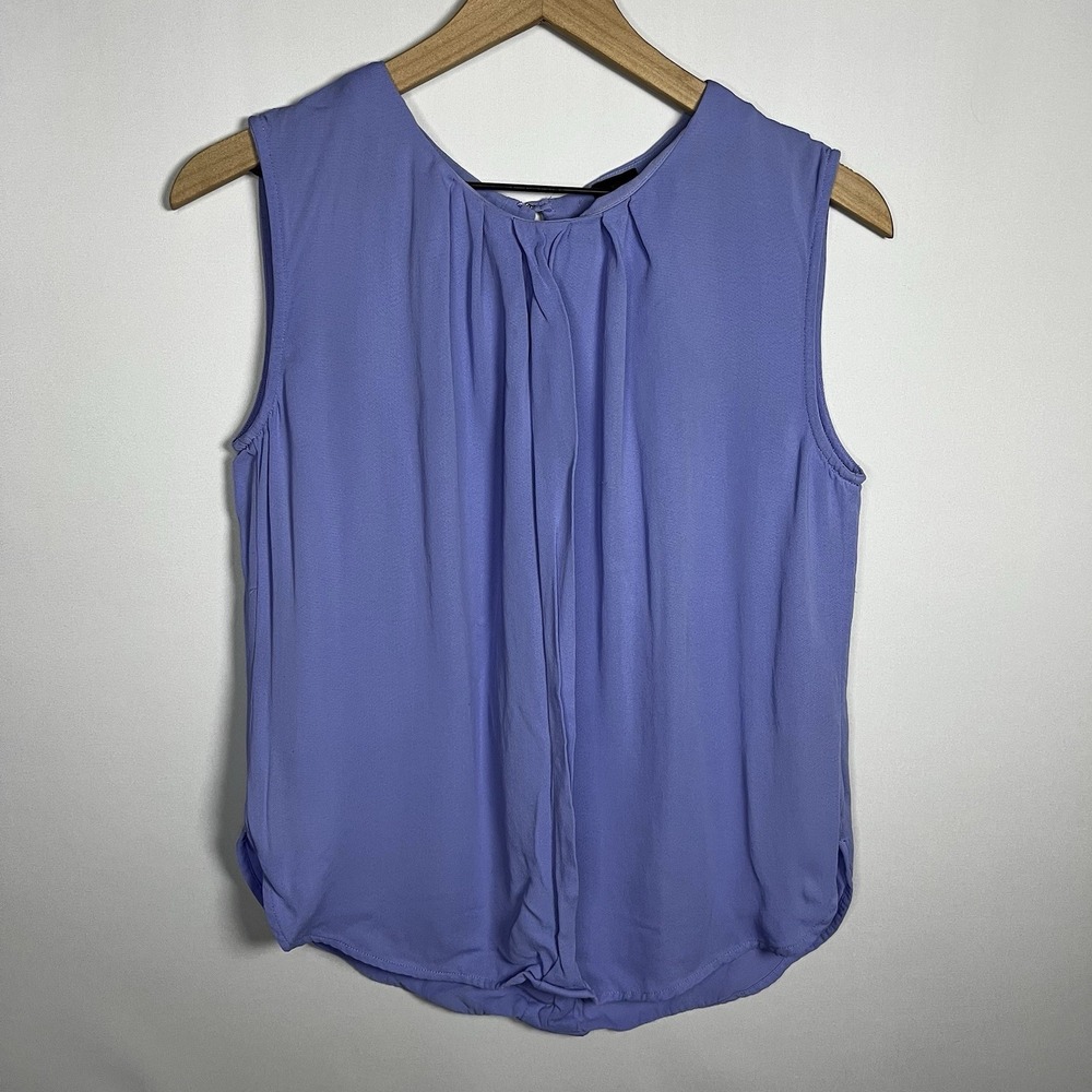 David Lawrence Shirt Women Size 12 Purple Pleat Front Chiffon Sleeveless Blouse